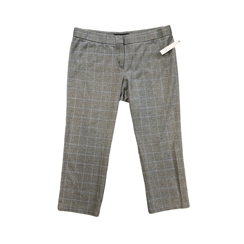 Amanda + Chelsea Pants Womens 12 Gray Shark Glen Modern Fit Plaid Ponte Cropped